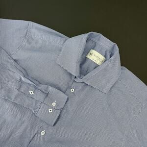 Kurt River Shirt Mens‎ Large Blue Houndstooth Slim Fit Button Up Classic Career